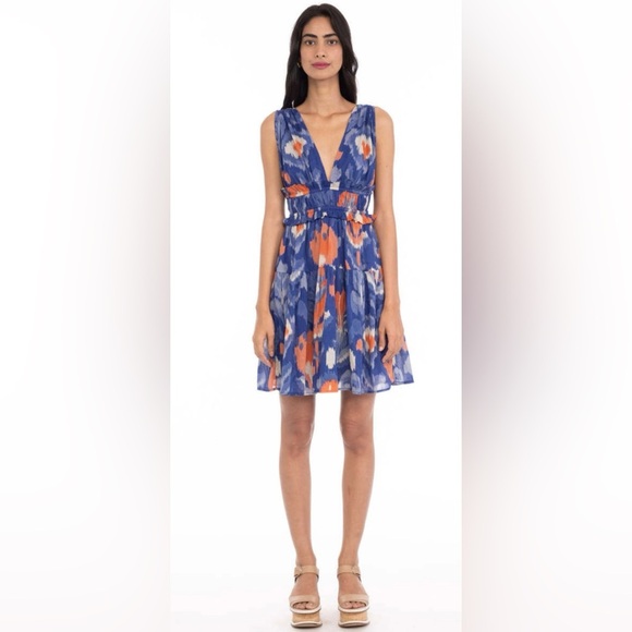 NWT Banjanan Victoria Dress IKAT FLORAL SOLADITE Cotton Pockets - Picture 2 of 13